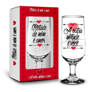 TAÇA NA CAIXA 300ML - AMOR - METADE DE MIM É AMOR E A OUTRA