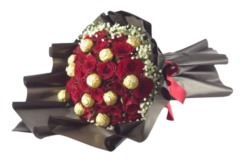 Buquê de Rosas Floriza Luxo Com Ferrero