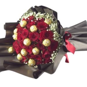 Buquê de Rosas Floriza Luxo Com Ferrero